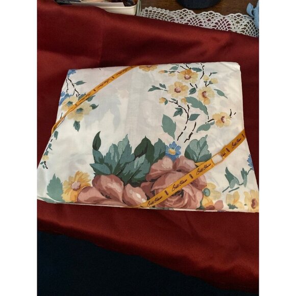 Bill Blass Double Full Sheet Flat Fitted NEW Vintage Floral Festival Blue NWOT - Picture 3 of 4
